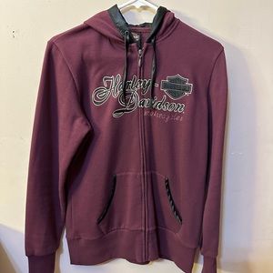 Harley Davidson zip up hoodie with satin accents Dillon Bros Omaha/Freemont NE